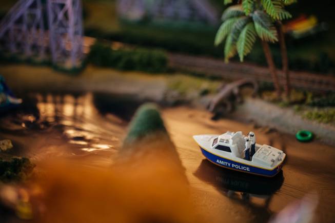 A miniature scene created by Clark Pero in his living room on July 5, 2016.
