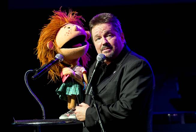 Entertainer Terry Fator performs with his puppet  Emma Taylor, a 12-year-old, during a performance in the Terry Fator Theatre in the Mirage Wednesday, July 27, 2016. 