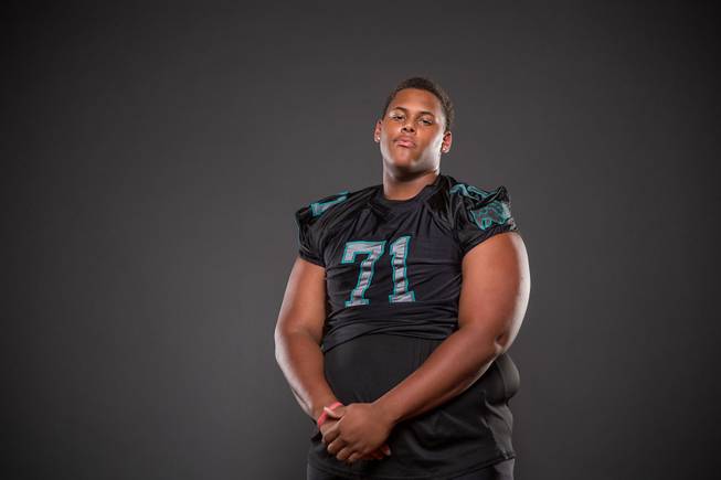 Ryan Scoggins of the Silverado High football team poses for a photo at the Las Vegas Suns high school football media day July 20, 2016 at the South Point.