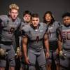 Members of the Faith Lutheran High football team pose for a photo at the Las Vegas Sun's high school football media day July 20, 2016 at the South Point. They include, from left, Elijah Kothe, Jacob Searles, Christian Marshall, Joshua Hong, and Jalen Flowers