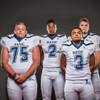 Members of the Basic High football team pose for a photo at the Las Vegas Sun's high school football media day July 20, 2016 at the South Point. They include, from left, Richard Schmidt, De'Shawn Eagles, Aaron Mcallister, and Jacob Fulton.