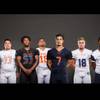 Bishop Gorman High football players — from left, Palaie Geoteote, Adrian Dupuis, Farrell Hester, Haskell Garrett, Biaggio Ali-Walsh, Tate Martell, Alex Perry and Bubba Bolden — pose for a photo at the Sun's high school football media day, July 20, 2016 at the South Point. 