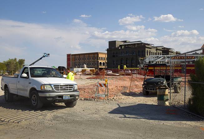 A Tivoli Village construction site is shown Monday, Aug. 22, 2016. One person was killed in a scaffolding collapse at the site, police said.
