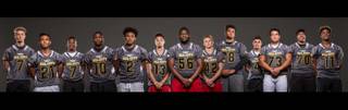 The Sun's preseason all-city high school football team for the 2016 season includes, from left, Kenyon Oblad, Darion Acohido, Isaiah Morris, Elijah Hicks, Jamaal Evans, Mike Sims, Greg Rogers, Andrew Wagner, Eric Brown, Christian Marshall, Adrian Dupuis, Poutasi Poutasi, and Marckell Grayson.