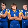 Members of the Moapa Valley High football team pose for a photo at the Las Vegas Sun's high school football media day July 20, 2016 at the South Point. They include, from left, Cameron Larsen, Dalyn Leavitt and Dayton Wolfley.