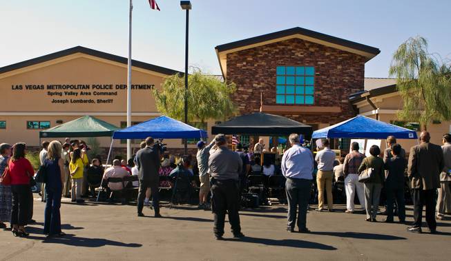 A good crowd is on hand  during the opening ceremonies for the Spring Valley Area Command to service a portion of the western valley on Tuesday, August 30, 2016.