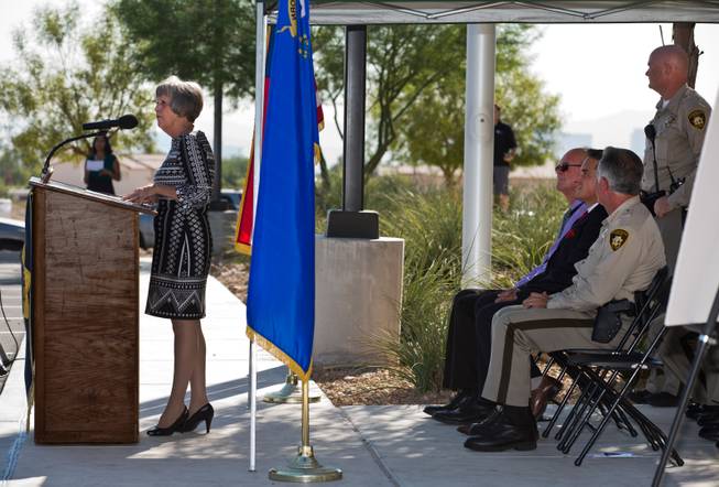 Clark County Commissioner Susan Brager speaks during the opening ceremonies for the Spring Valley Area Command to service a portion of the western valley on Tuesday, August 30, 2016..