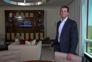 Donald Trump Jr., son of Republican presidential nominee Donald Trump, poses after an interview at the Trump International Hotel Thursday, Sept. 8, 2016.