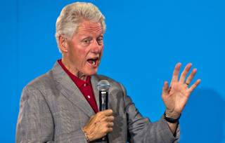 Former President Bill Clinton talks about the things Hillary Clinton would do if elected president as he stands in for her at a campaign event at the College of Southern Nevada, Cheyenne Campus in North Las Vegas on Wednesday, Sept. 14, 2016.