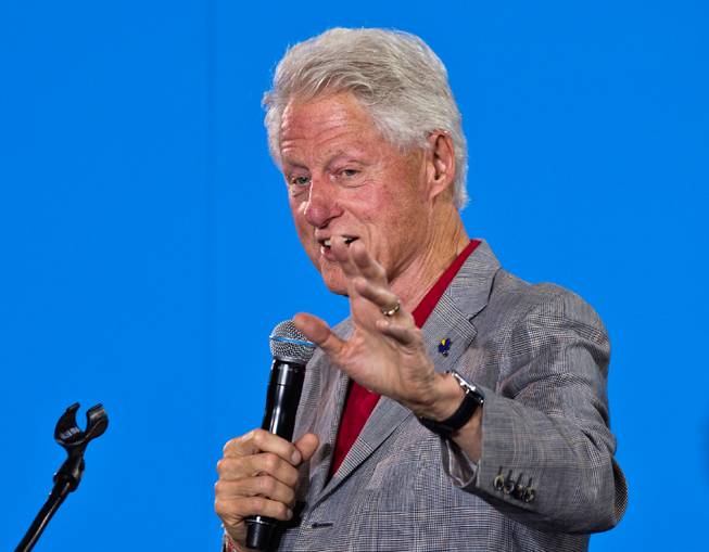 President Bill Clinton brings the message home on behalf of Hillary Clinton at her previously scheduled event at the College of Southern Nevada on Wednesday, Sept. 14, 2016.