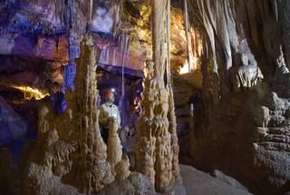 UNLV Geoscience professor Matthew Lachniet stands by formations in the Lehman Caves in the Great Basin National Park Thursday, Sept. 15, 2016. STEVE MARCUS