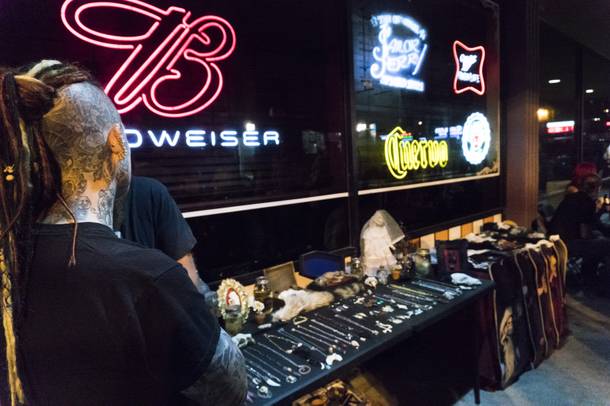 Vendors sell hand crafted merchandise during the Life is Sh*t festival at the Dive Bar, Friday, Sept. 22, 2016.