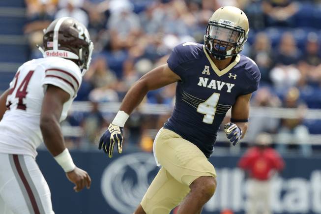 Navy's Jamir Tillman #4 in action against Fordham during an NCAA college football game on Saturday, Sept. 3, 2016, in Annapolis, MD. Navy won 52-16. 
