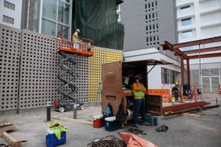 Construction continues on the new W hotel at SLS, Friday, Oct. 14, 2016. Marriott International hotel company is converting the Lux tower, one of three hotel towers at the SLS, into a 289-room hotel called the W Las Vegas.