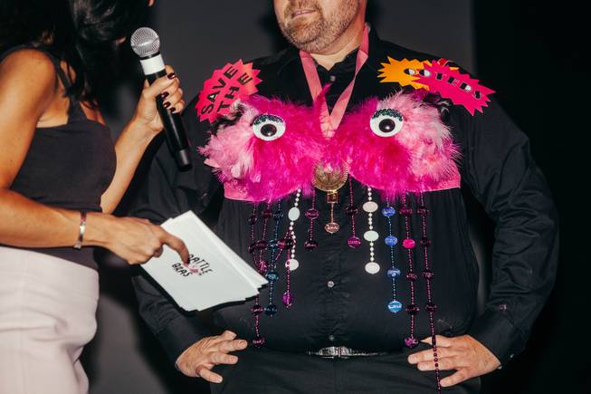 Jay Bean walks down the runway before bidding begins at the Seventh Annual Battle of the Bras at Planet Hollywood on Oct. 20, 2016. Caesars Entertainment Las Vegas resorts host the seventh annual Battle of the Bras fashion show to support American Cancer Society.