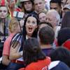 Singer Katy Perry reacts for a selfie at a rally in support of Democratic presidential nominee Hillary Clinton, Saturday, Oct. 22, 2016, in Las Vegas.