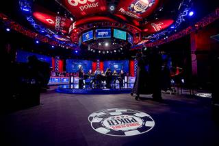 A view of the final table during the World Series of Poker Main Event at the Rio Sunday, Oct. 30, 2016. Sunday was the first day of play for the final table.
