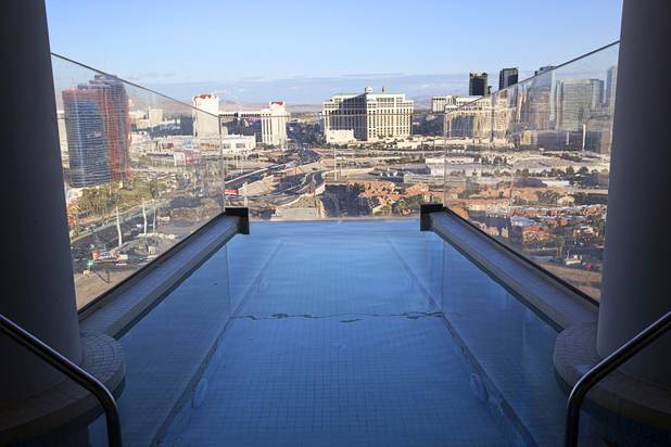 Strip casinos are viewed from an infinity pool at a Palms Sky Villa Monday, Nov. 21, 2016. Station Casinos completed its acquisition of the Palms in October. STEVE MARCUS