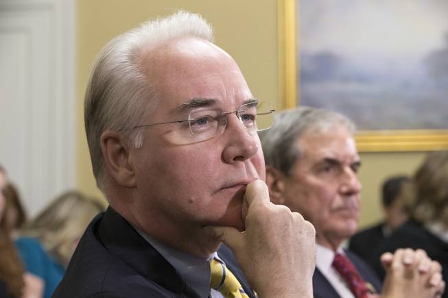 In this Jan. 5, 2016, file photo, Rep. Tom Price, R-Ga., chairman of the House Budget Committee, appears before the Rules Committee, joined at right by Rep. John Yarmuth, D-Ky., on Capitol Hill in Washington.