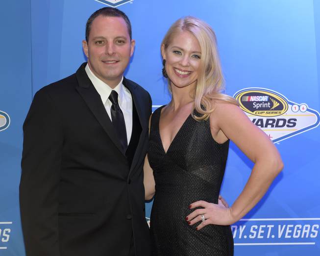 NASCAR Camping World Truck Series Champion Johnny Sauter and his wife Courtney Sauter arrive on the red carpet for the annual NASCAR Sprint Cup Series Awards Friday, Dec. 2, 2106, at Wynn Las Vegas. CREDIT: Sam Morris/Las Vegas News Bureau