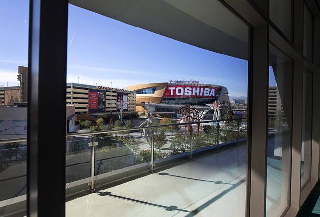 A view of the T-Mobile Arena from the Park Theater at the Monte Carlo Tuesday, Dec. 6, 2016.