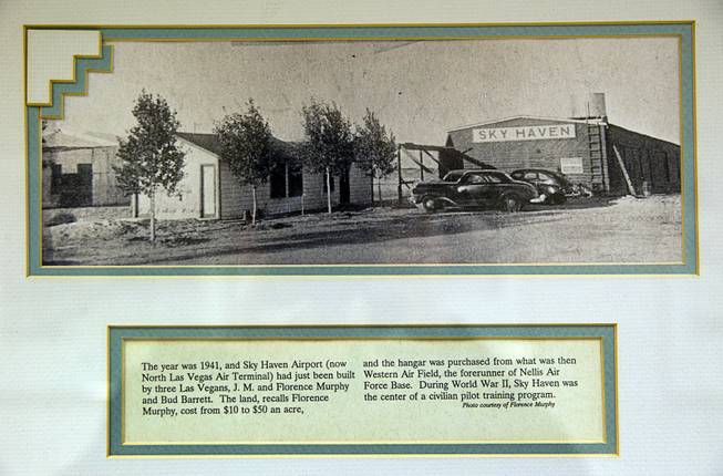 A historic photo shows North Las Vegas Airport, originally named Sky Haven Airport.