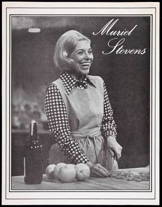 A flyer, from the Muriel Stevens Papers (MS-00269) at UNLV Libraries Special Collections, shows her on the set of her nationally syndicated TV cooking show in the early 1970's.