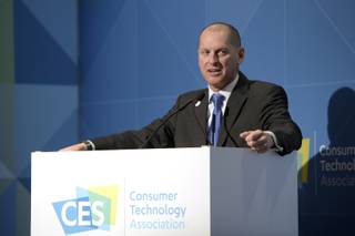 President and CEO of the Consumer Technology Association Gary Shapiro speaks during the 2017 CES kickoff news conference Wednesday, Jan. 4, 2017, at the Las Vegas Convention Center.