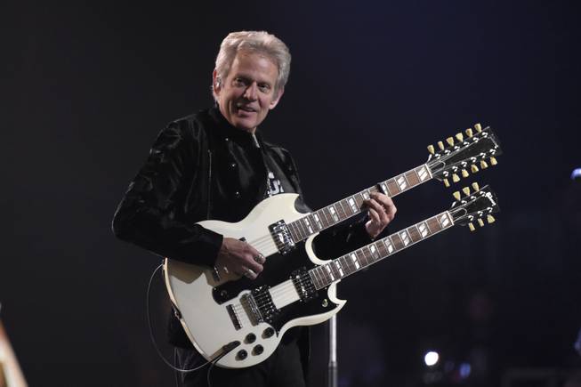 Former Eagles guitarist Don Felder performs with Styx Thursday, Jan. 5, 2017, to promote their upcoming show at the Venetian Theater in Las Vegas.