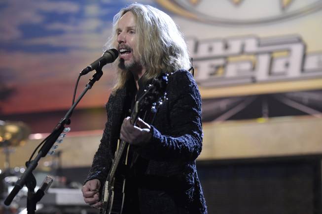 Tommy Shaw of Styx performs with Don Felder Thursday, Jan. 5, 2017, to promote their upcoming show at the Venetian Theater in Las Vegas.