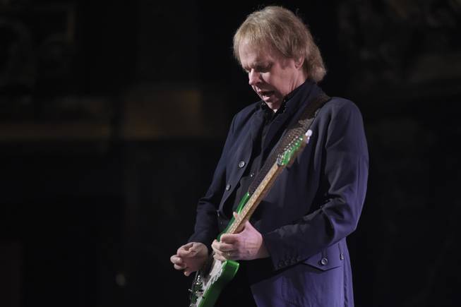 James Young of Styx performs Thursday, Jan. 5, 2017, to promote their upcoming show with Don Felder at the Venetian Theater in Las Vegas.
