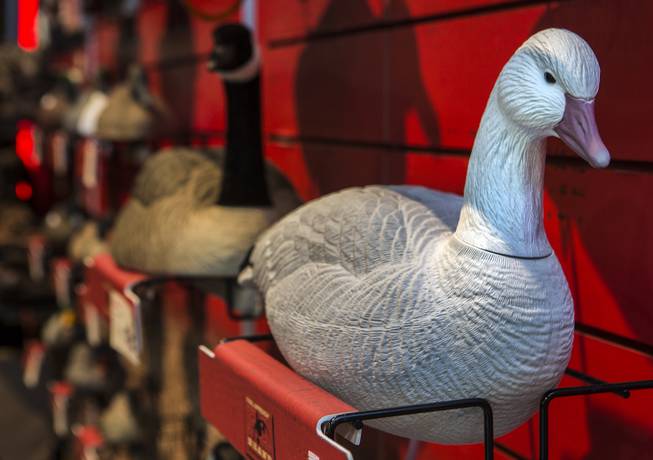 Some of the many Final Approach Brand decoys available during the Shot Show at the Sands Expo on Wednesday, Jan. 18, 2017.