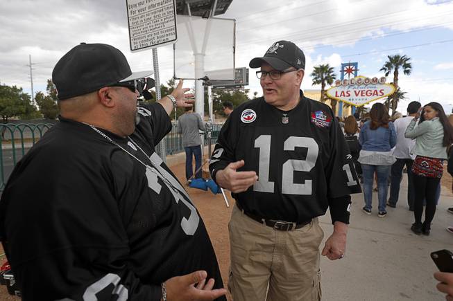 Raiders Fans Celebrate By Welcome to Las Vegas Sign
