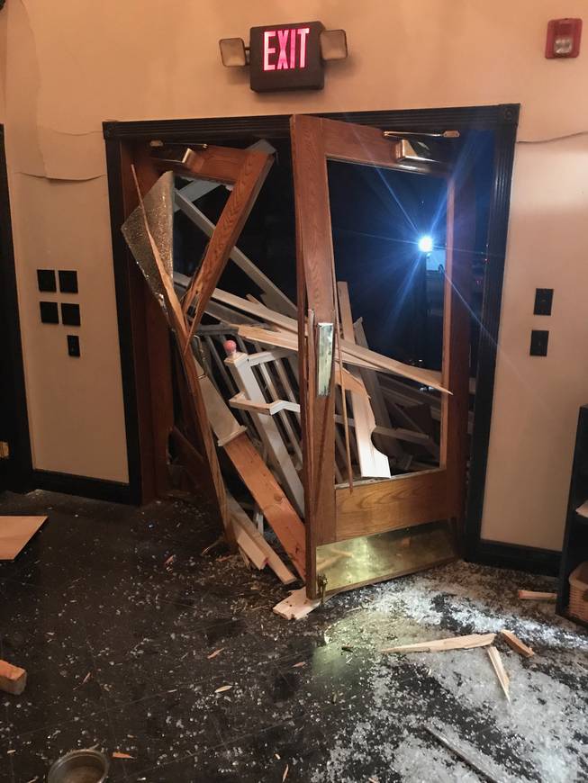 A semitruck plowed through the front gate and crashed in front of the Moonlite Bunny Ranch near Carson City on Thursday, May 25. No one was injured.