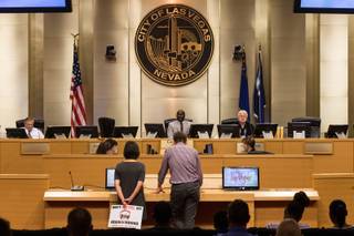 Residents address council members  on proposed amendments to Las Vegas ordinances regarding short-term rental properties, during the Recommending Committee meeting in Council Chambers at Las Vegas City Hall in Downtown Las Vegas, Nev. on Monday, June 19, 2017..