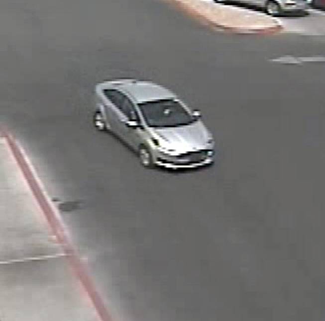 This car seen on a surveillance image was used in an armed robbery at a Las Vegas Walmart, Monday, July 24, 2017.