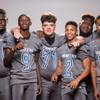 Members of the Canyon Springs High School football team, from left, Germaine Carmena, Knylen Miller-Levi, Donavan Wolfe, Diamante Burton, Shaun Greene Jr. and Keyon White pose for a portrait at the Las Vegas Sun's high school football media day August 2, 2017, at the South Point.