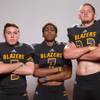 Members of the Durango High School football team, from left, Kaden Renshaw, T.K. Fotu and Jayden Nersinger pose for a portrait at the Las Vegas Sun's high school football media day August 2, 2017, at the South Point.
