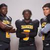 Members of the Clark High School football team, from left, Daimanuel Mayfield, Aquantay Morris and Justin Aguilar pose for a portrait at the Las Vegas Sun's high school football media day August 2, 2017, at the South Point.