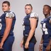 Members of the Foothill High School football team, from left, Tyree Shephard, Jared Ables and Marchaun Norris pose for a portrait at the Las Vegas Sun's high school football media day August 2, 2017, at the South Point.