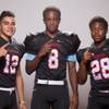 Members of the Western High School football team, from left, Gio Garcia, Anthony Shelby and Rayjon Reed pose for a portrait at the Las Vegas Sun's high school football media day August 2, 2017, at the South Point.