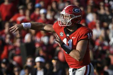 Georgia quarterback Jake Fromm passes against Appalachian State during an NCAA college football game, Saturday, Sept. 2, 2017, in Athens, Ga. Georgia won 31-10.