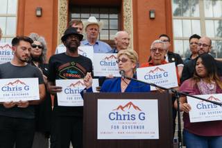 Chris Giunchigliani announced her campaign for Governor in Downtown Las Vegas, Nev. on October 18, 2017.
