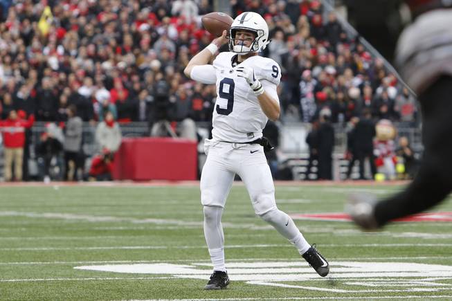 Penn State quarterback Trace McSorley plays against Ohio State during an NCAA college football game Saturday, Oct. 28, 2017, in Columbus, Ohio. (AP Photo/Jay LaPrete)