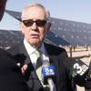 Former Sen. Harry Reid talks to reporters following a ceremony to celebrate the commissioning of the 179-megawatt Switch Stations 1 and 2 Solar Projects, Monday, Dec. 11, 2017.  This is the first project to be built on one of the Bureau of Land Management's Solar Energy Zones.