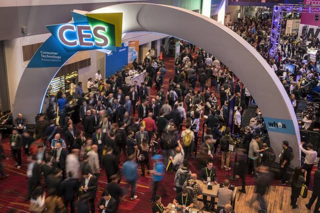 Attendees stream along as CES takes over the Las Vegas Convention Center on Tuesday, Jan. 9, 2018.