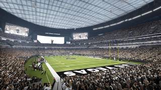 This rendering shows the Raiders stadium in Las Vegas. Construction is expected to be completed in time for the 2020 NFL season. 