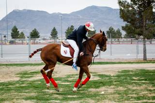 President of Polo America, Randy Russell, demonstrates his swing during a media event to promote the Las Vegas Polo Classicthe first outdoor grass polo game to be played in Las Vegasheld by Polo America at Star Nursery Field, Wednesday, March 7, 2018. The Las Vegas Polo Classic will take place April 14 & 15.