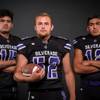 Members of the Silverado High football team pose for a photo at the Las Vegas Sun's high school football media day Tuesday July 31, 2018 at the Red Rock Resort and Casino. They include, from left, Kana Hoapili, Andrew Woods and Jacob Mendez.