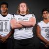 Members of the Palo Verde High football team pose for a photo at the Las Vegas Sun's high school football media day Tuesday July 31, 2018 at the Red Rock Resort and Casino. They include, from left, Karsonne Winters, Jonah Singer and Mike Torres.